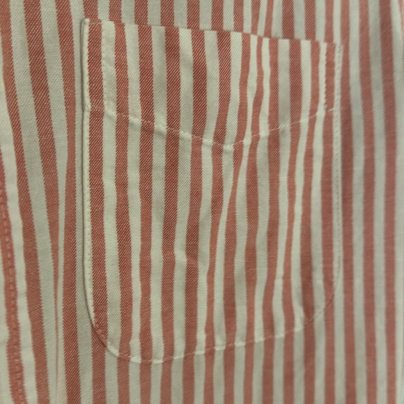Pink and white vertical stripes short sleeve button down - Picture 3 of 4